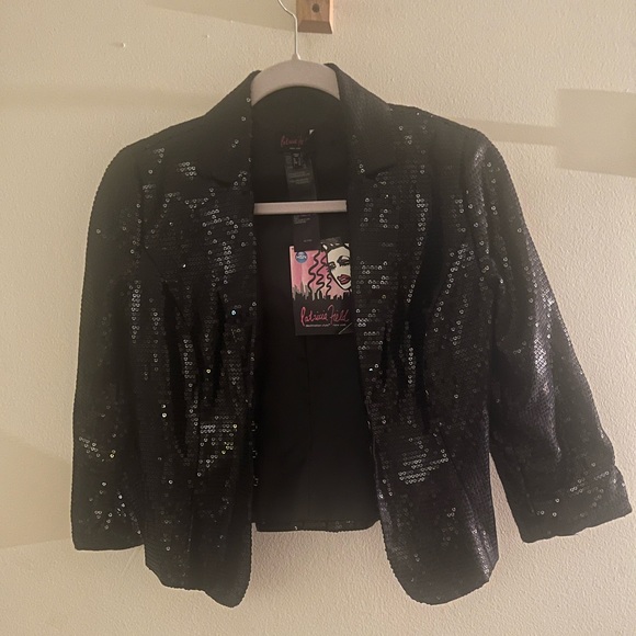 PATRICIA FIELD BLACK SEQUIN BLAZER Sex & The City Size Vintage with Tags SZ 6 - Picture 1 of 9